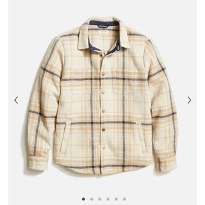 Marine Layer Plaid Snap Shacket in Natural Plaid, Size Small